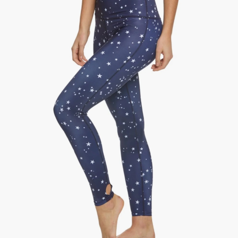 Kate Spade Beyond Yoga Star High Waist Midi Leggings Dark Blue Silver Size M